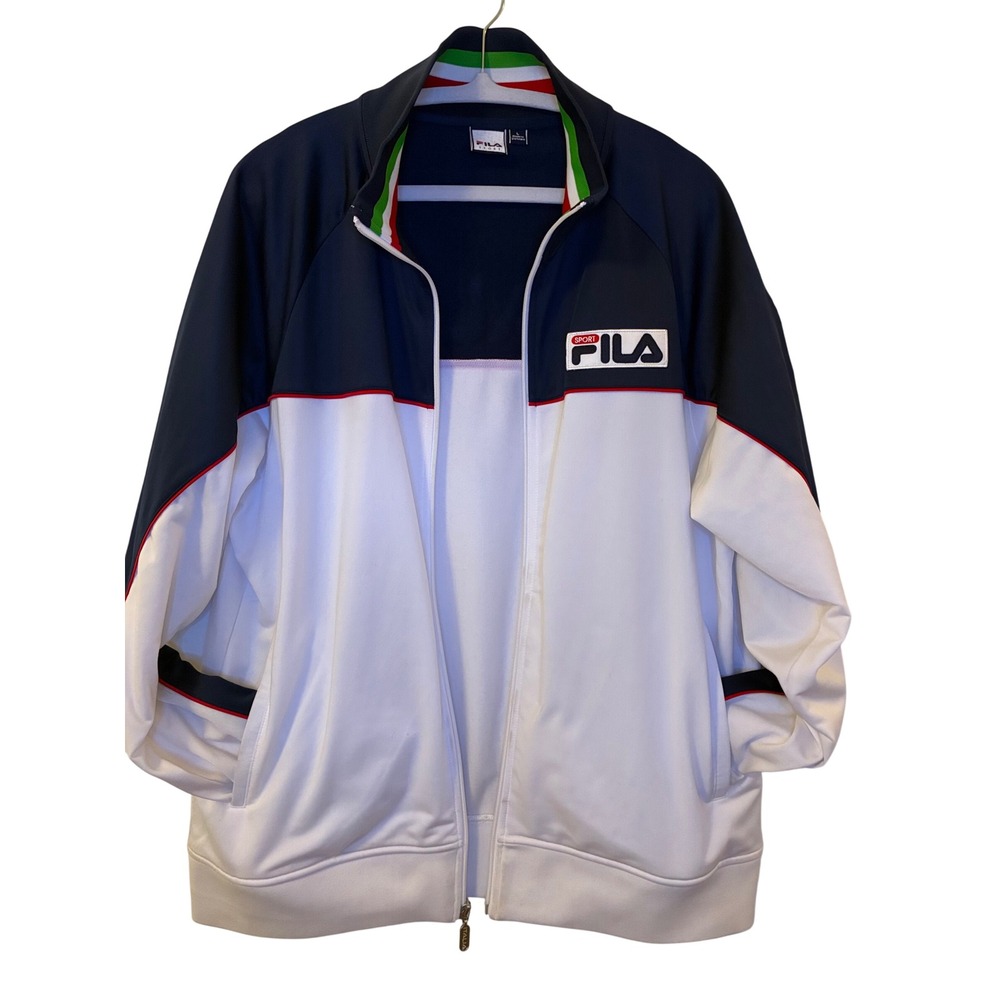 Vintage Fila Sport Italia Track Jacket Mens Large Navy White Red Full Zip Jacket